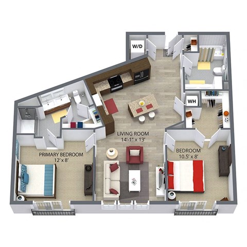 C1 Floor Plan at Aster Apartments, Beachwood Ohio